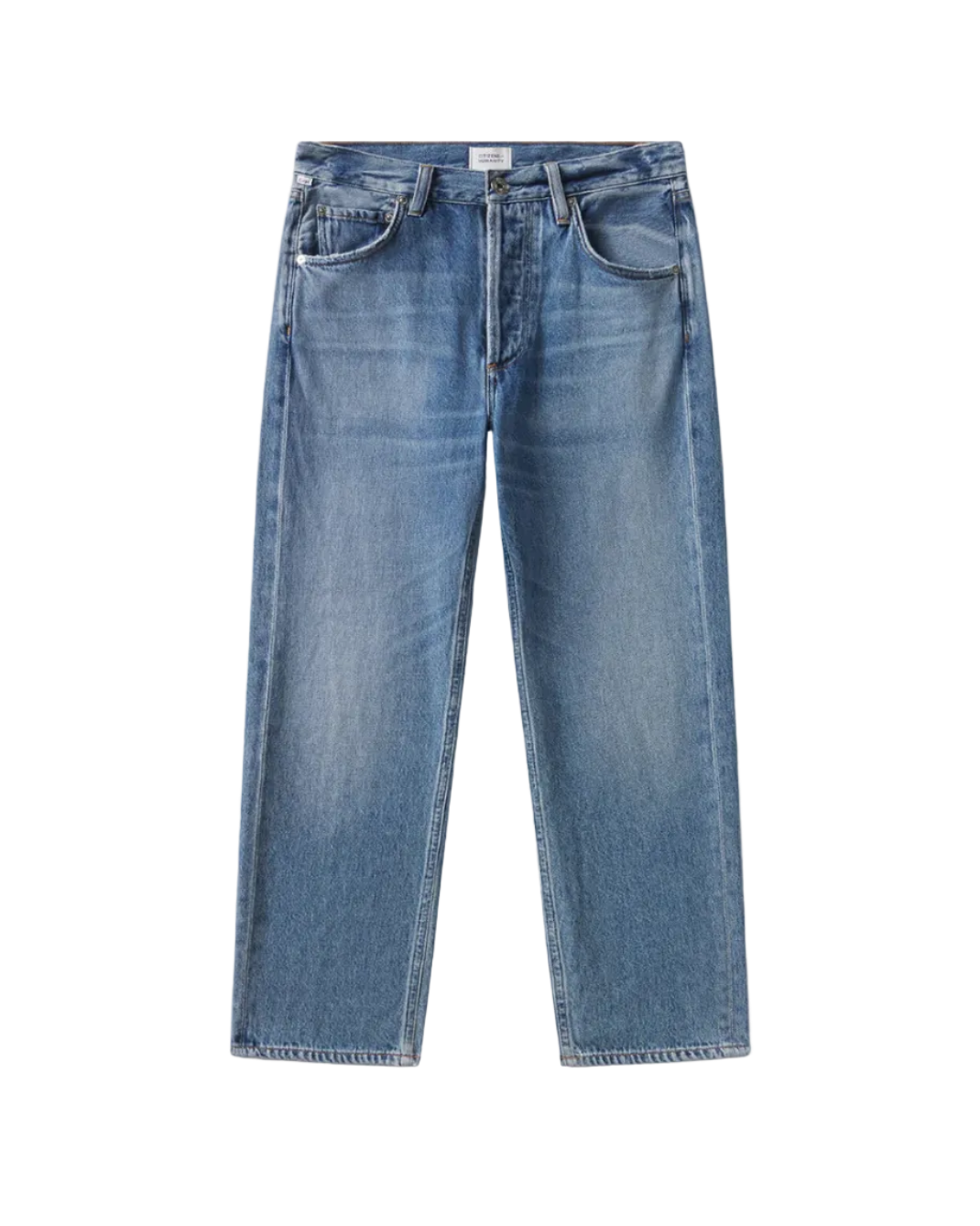 cropped medium wash denim pant