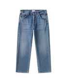 cropped medium wash denim pant