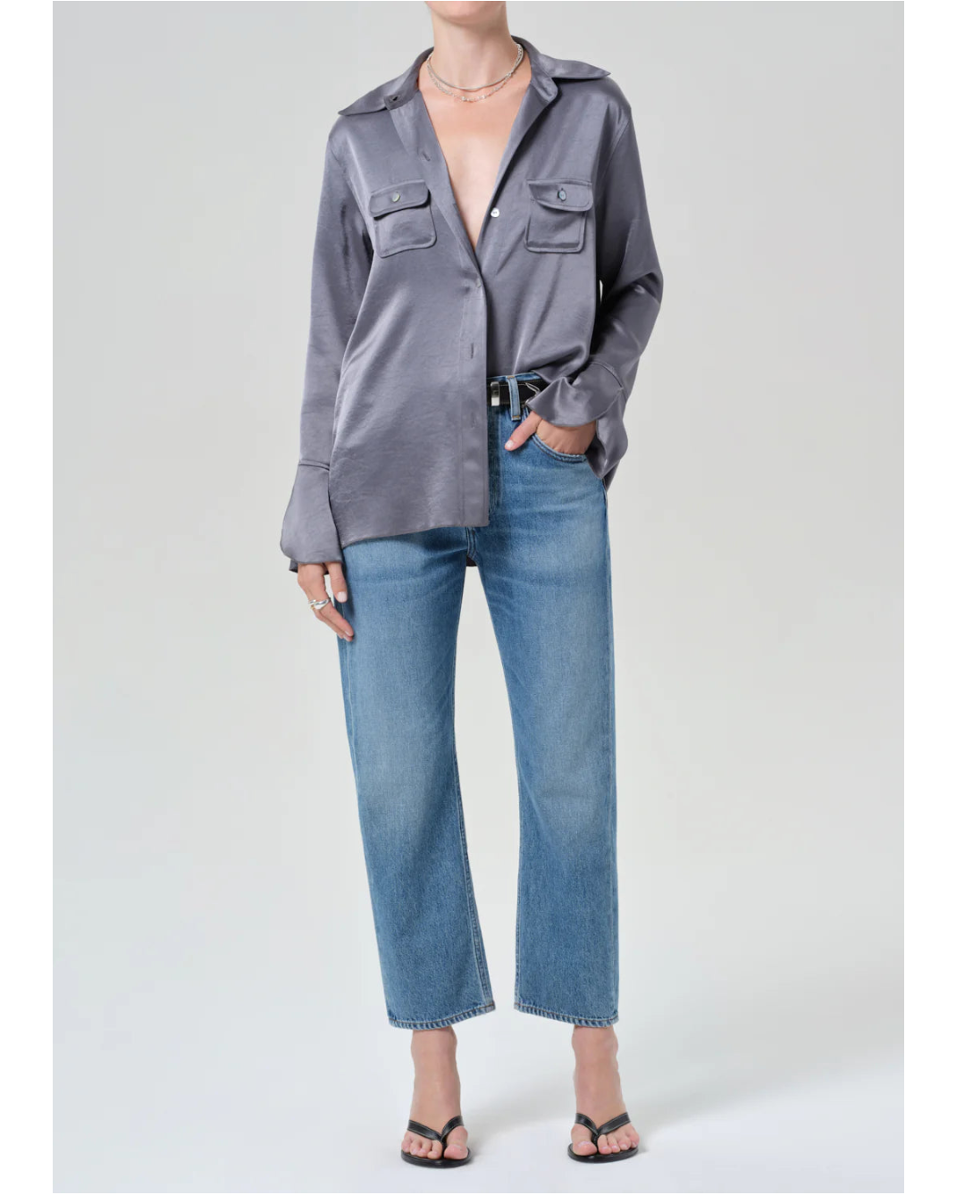 cropped medium wash denim pant