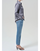 cropped medium wash denim pant