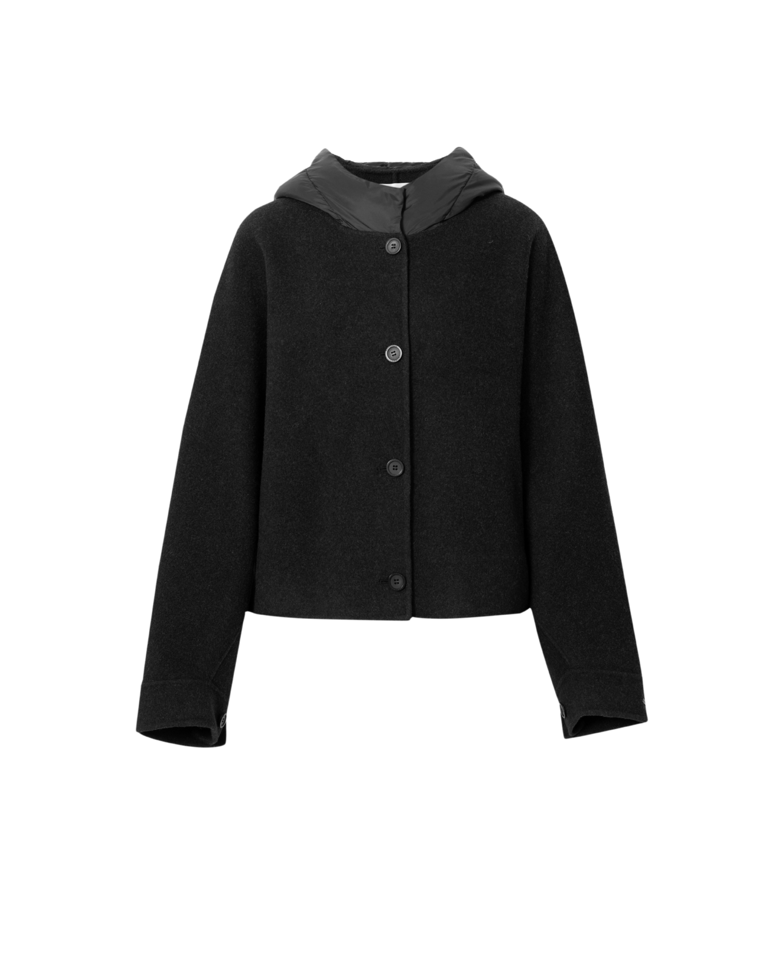 dark grey wool button up jacket