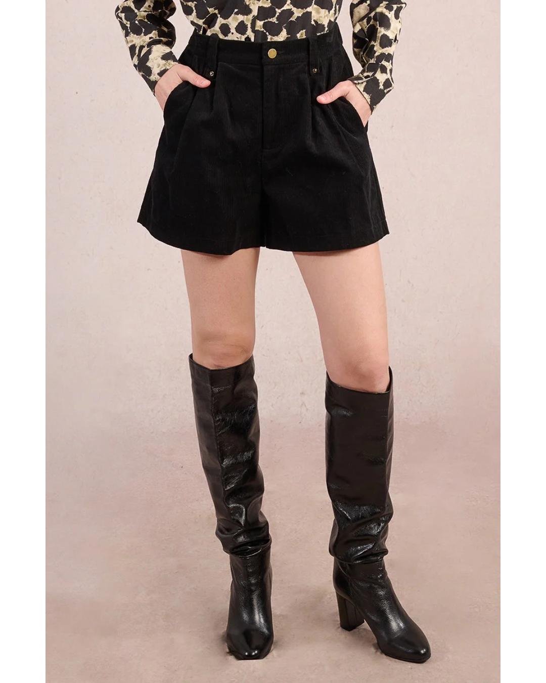 black corduroy shorts