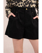 black corduroy shorts