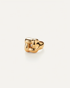 statement gold ring with a woven design on top
