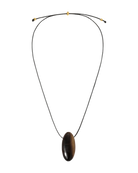 cord necklace with brown oval pendant stone