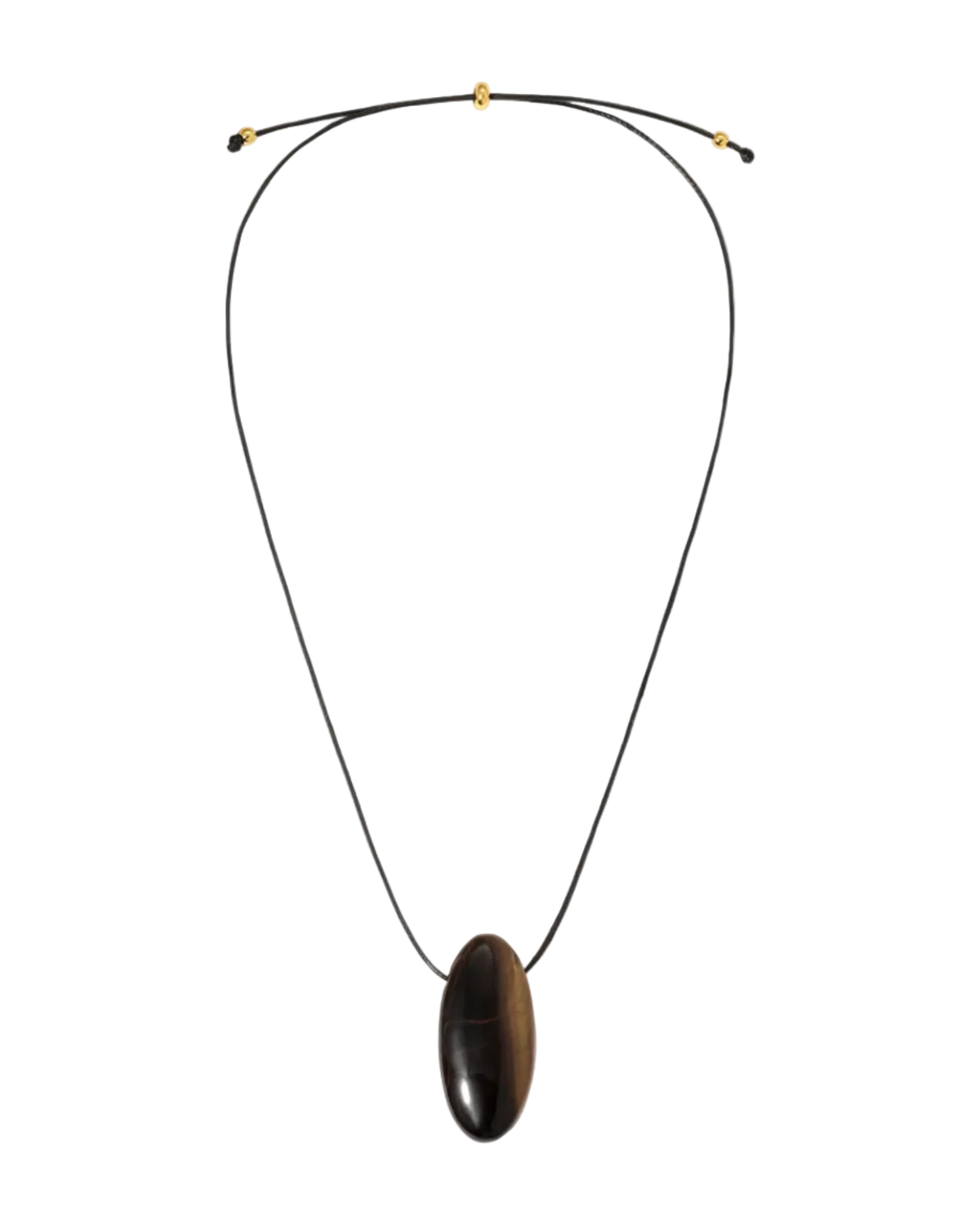 cord necklace with brown oval pendant stone