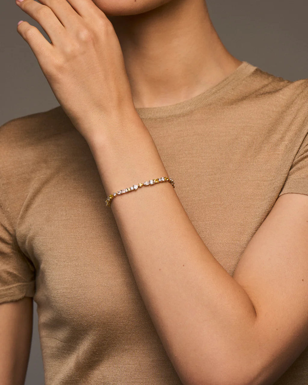 yellow stone and diamond tennis bracelet