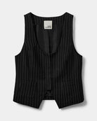 black suiting vest with white stripes