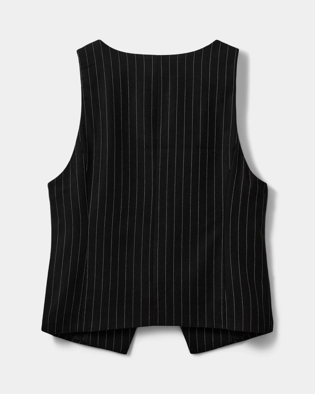 black suiting vest with white stripes