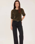 green fuzzy knit sweater