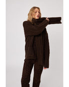 brown cable knit cardigan