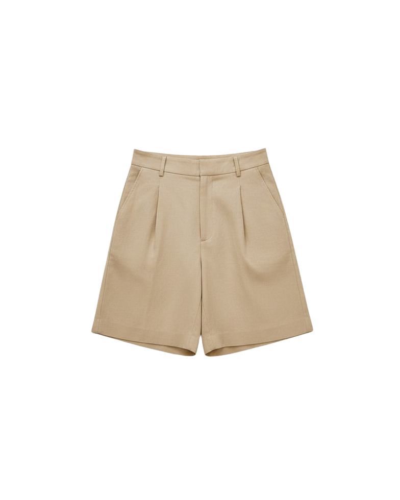 beige long tailored short