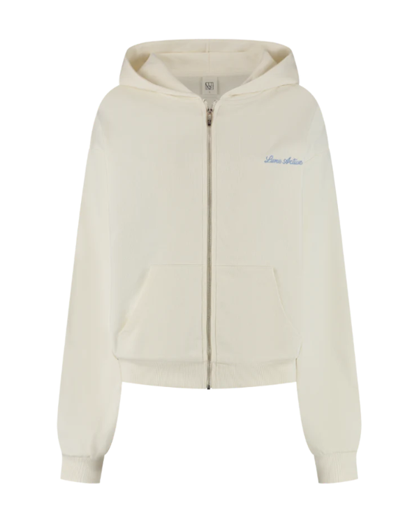 cream zip up hoodie