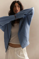 light blue zip up hoodie