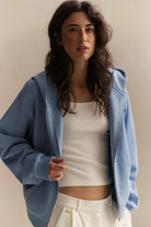 light blue zip up hoodie