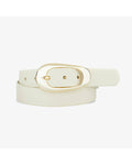 cream belt with oval gold buckle