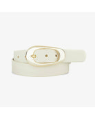 cream belt with oval gold buckle