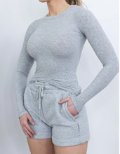 Load image into Gallery viewer, Essential Ribbed Long Sleeve Cloud Grey

