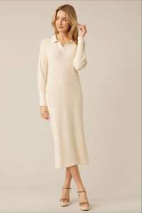 Polo Knit Dress in Cream
