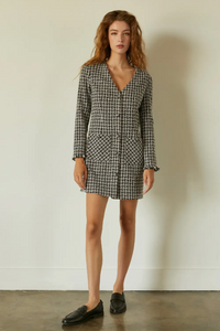 Blaire V-Neck Tweed Mini Dress
